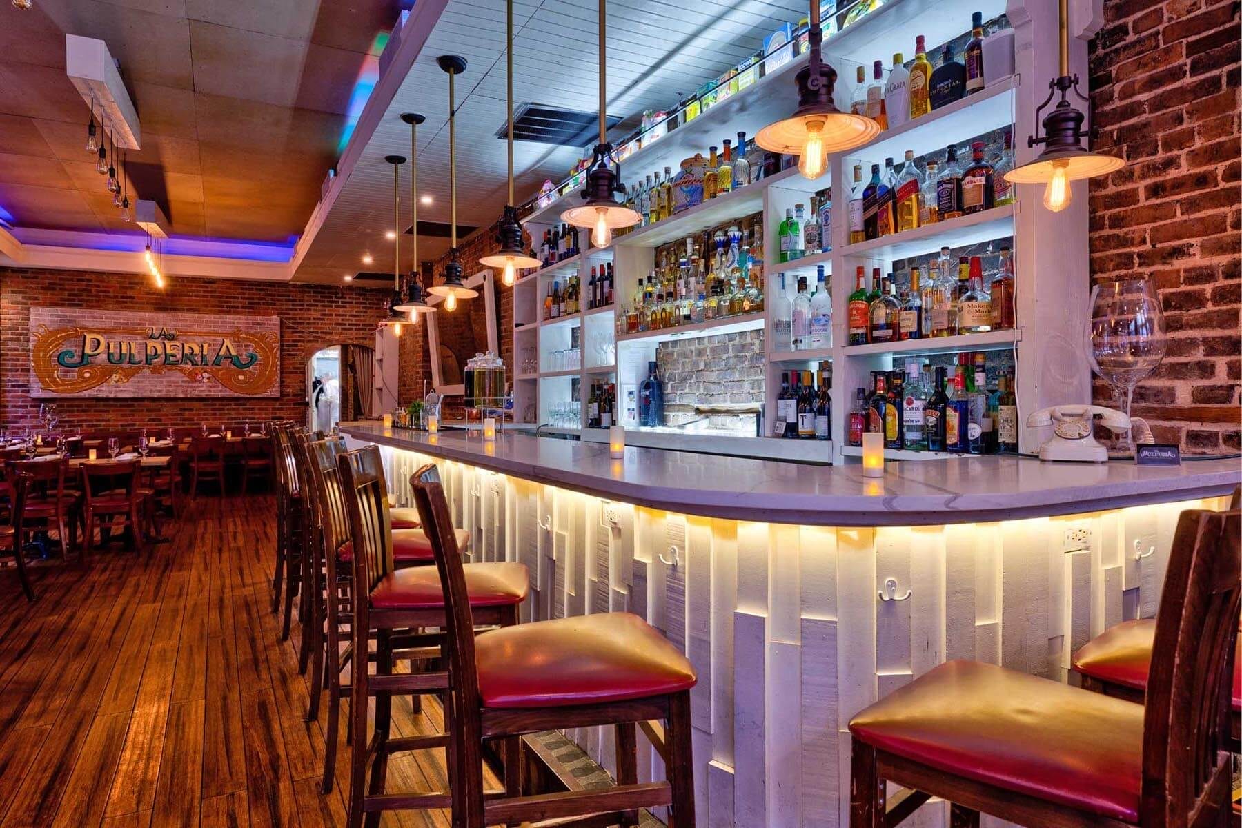 The bar inside of La Pulperia restuarant