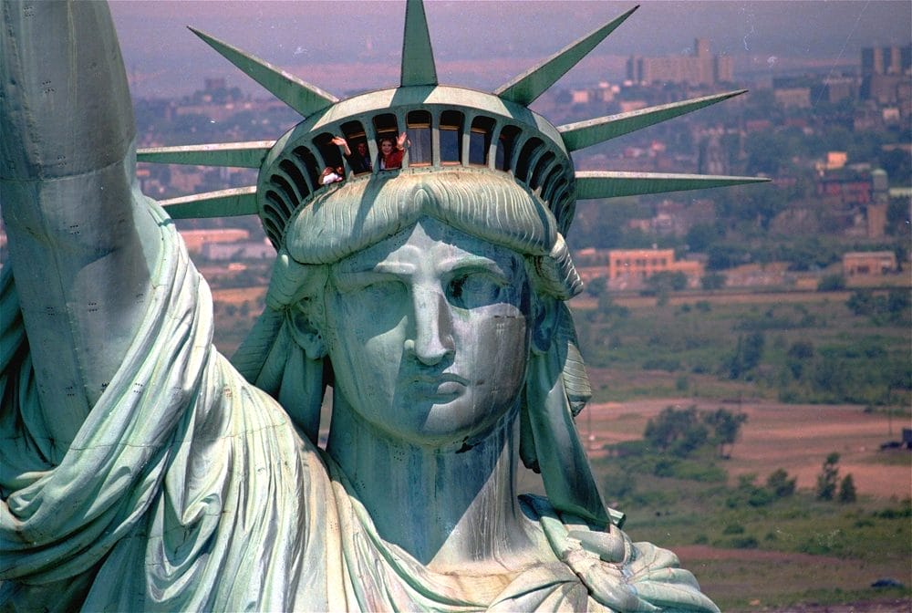 The Statue of Liberty's crown, shown here in 1986 before it was closed to the public in the wake of the 9/11 attacks, will remain off-limits, National Park Service officials say.Susan Ragan