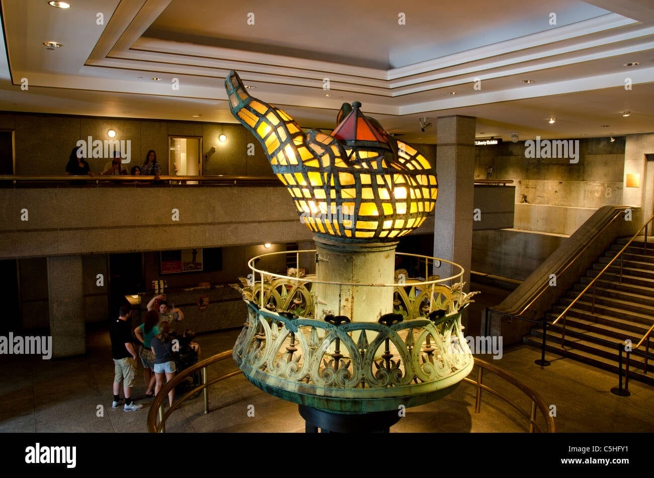 New York, Statue of Liberty National Monument. Pedestal Museum, torch display.