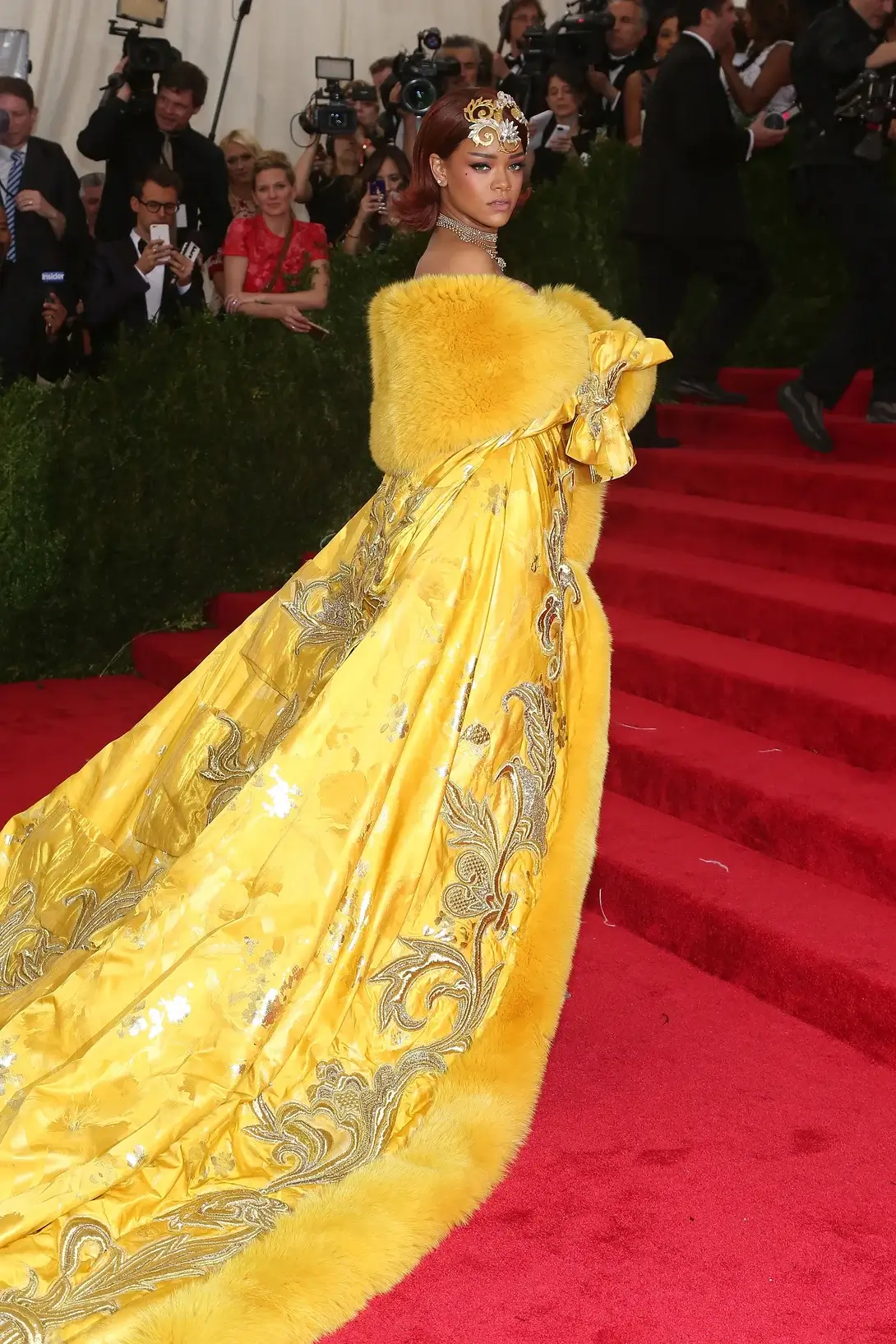 Rihanna Fashion Premiere Met Gala, yellow dress