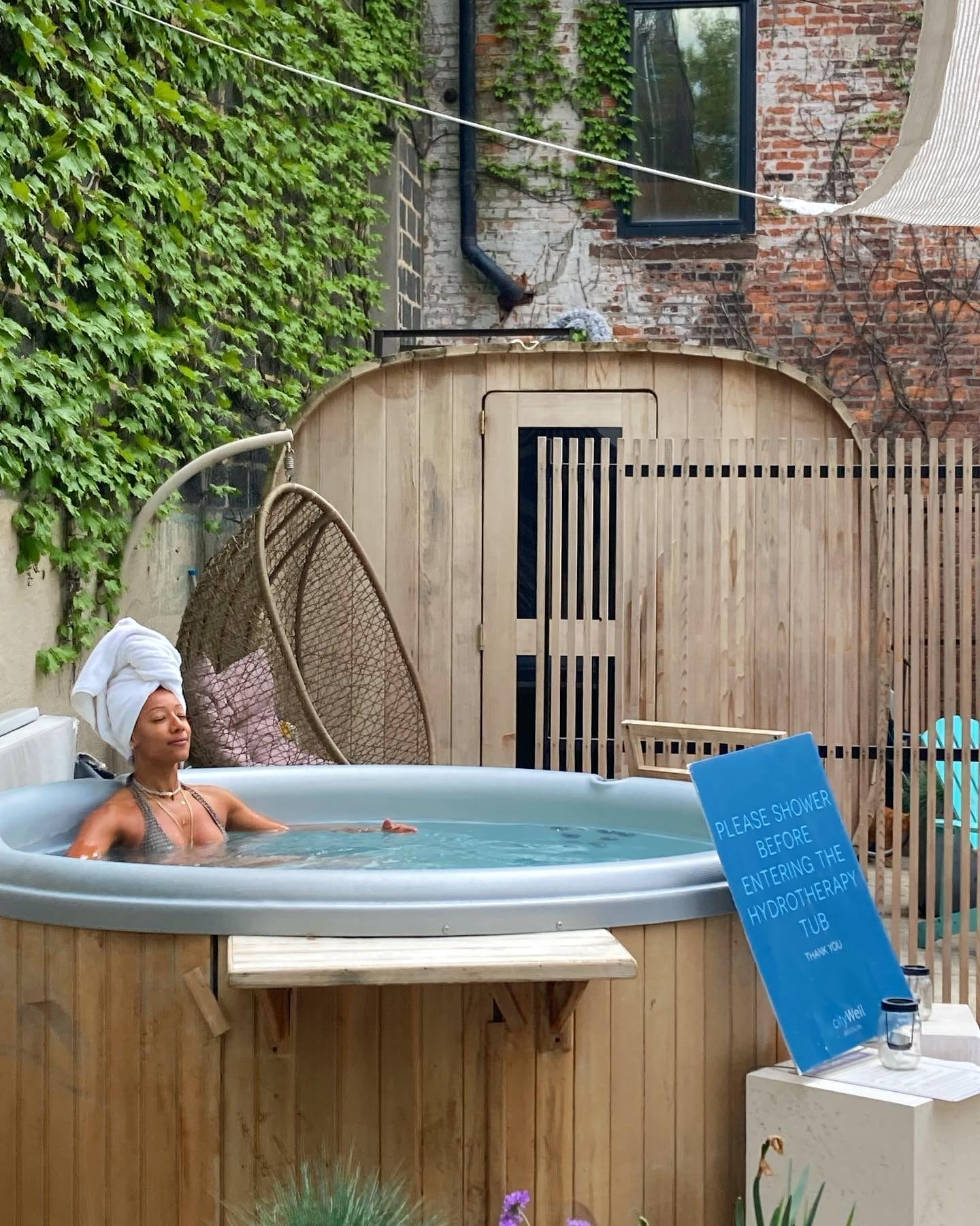 A woman relaxing in jaccuzzi
